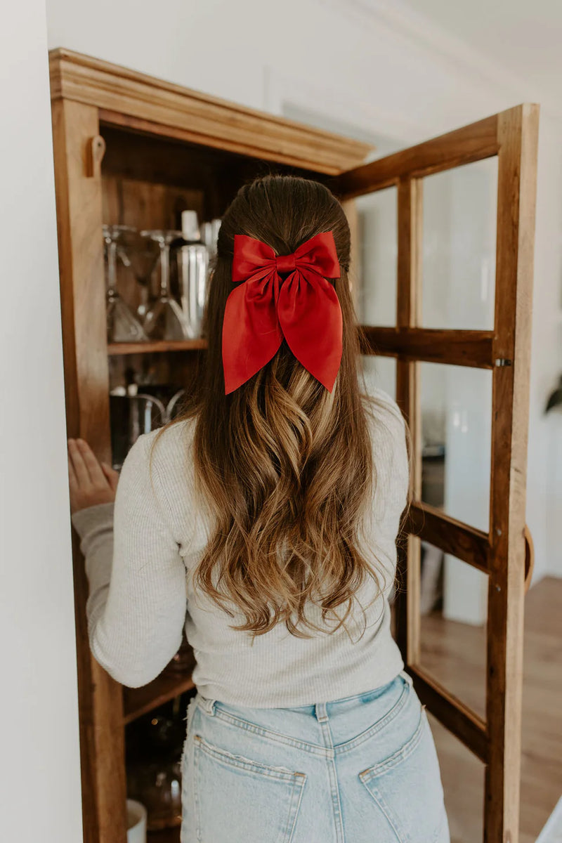 Red Matte Satin Bow