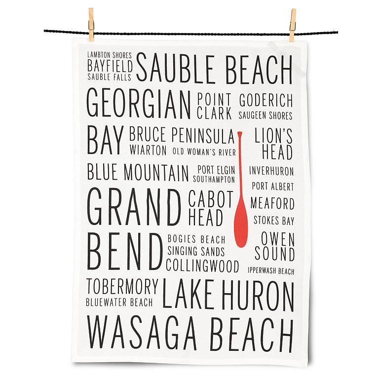 Lake Huron Names Kitchen Tea Towel