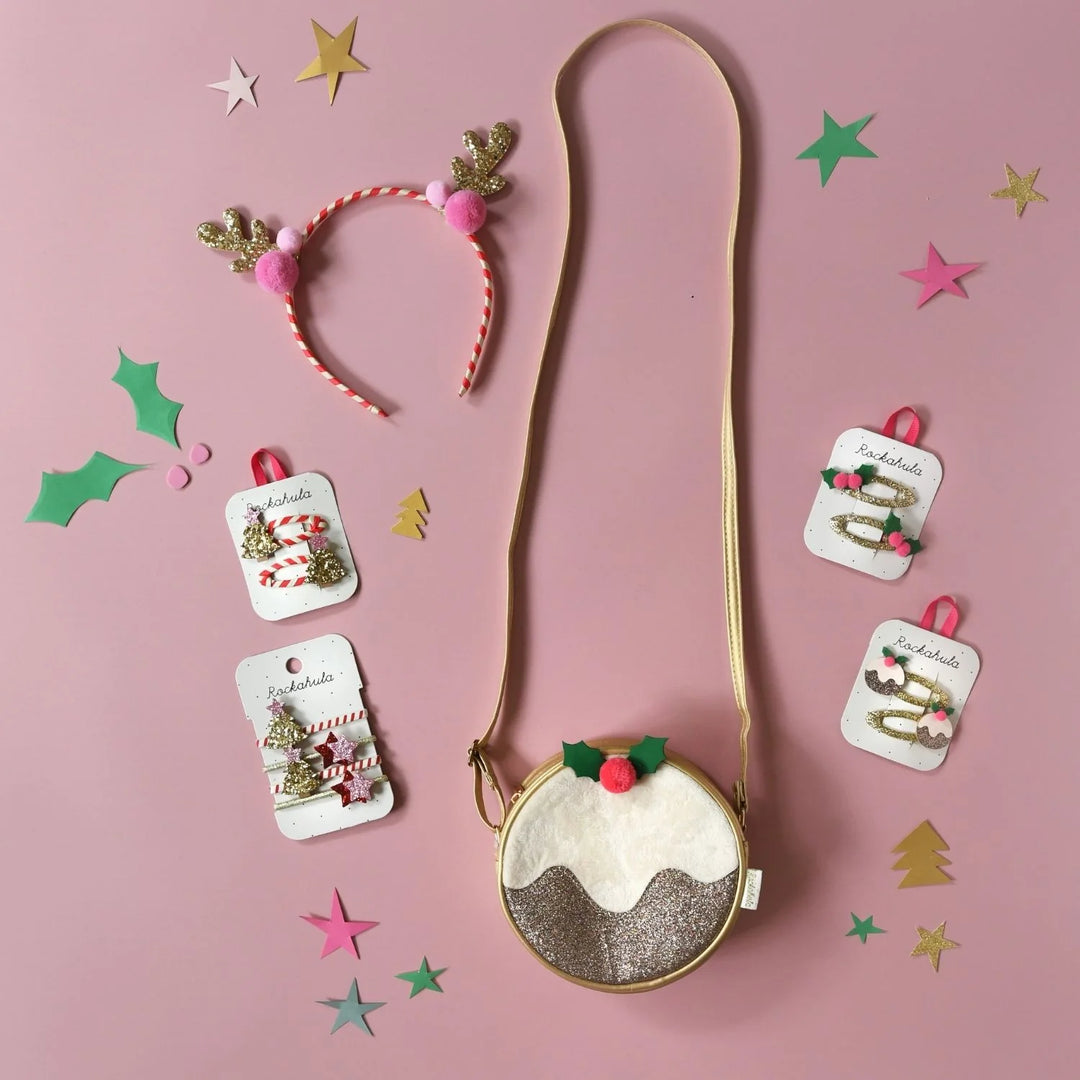 Holly Pom Pom Hair Clips