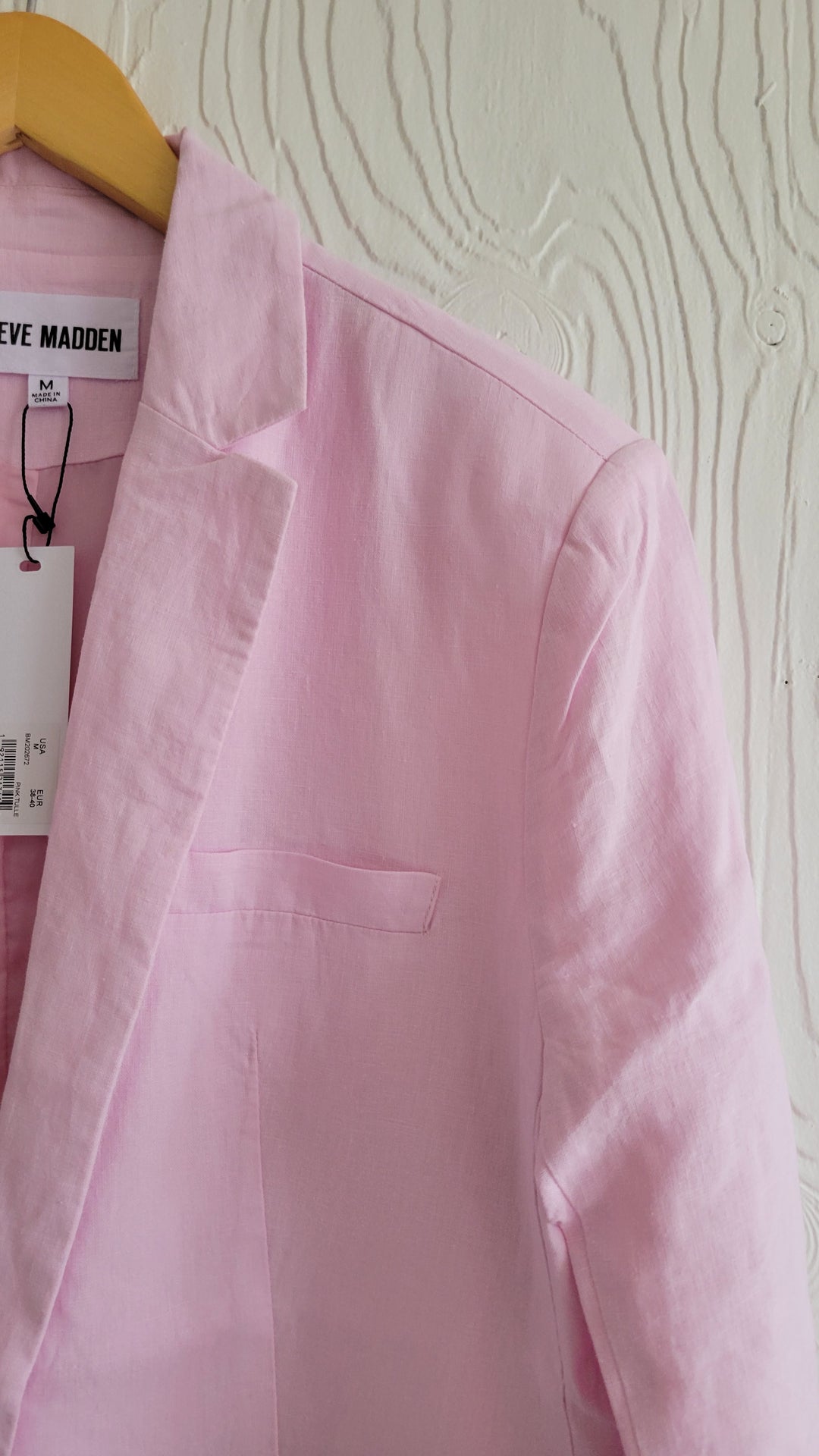 Steve Madden | Linen On The Edge Blazer | pink tulle
