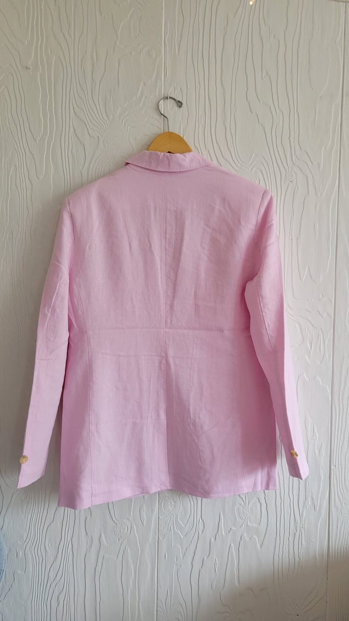 Steve Madden | Linen On The Edge Blazer | pink tulle