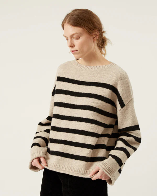 NAIF | ATHENA WOOL SWEATER | OATMEAL/BLACK