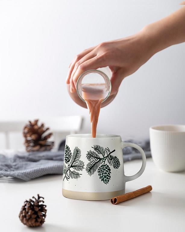 Wide Base Mug | pinecones