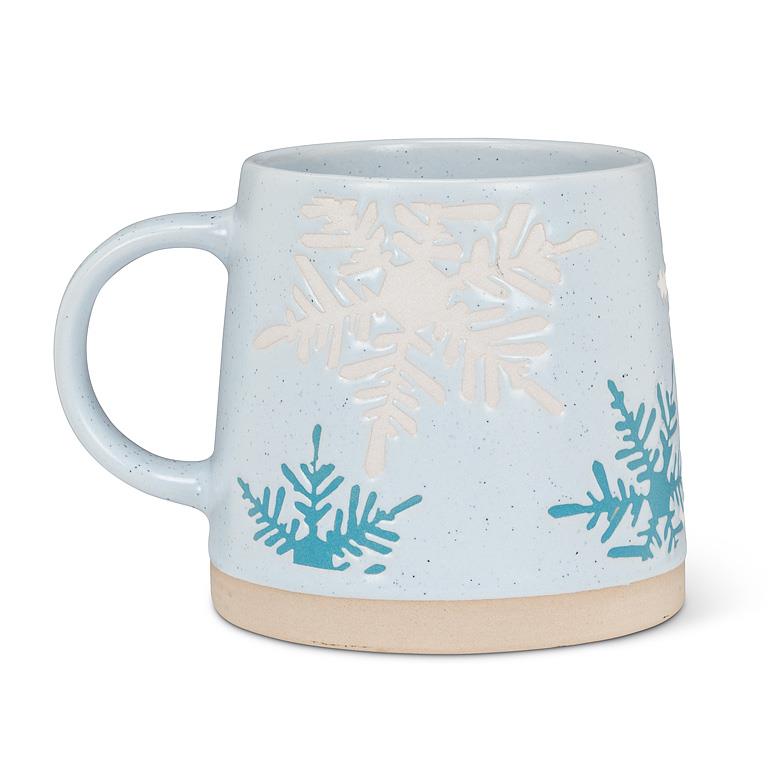 Wide Base Mug | blue snowflakes