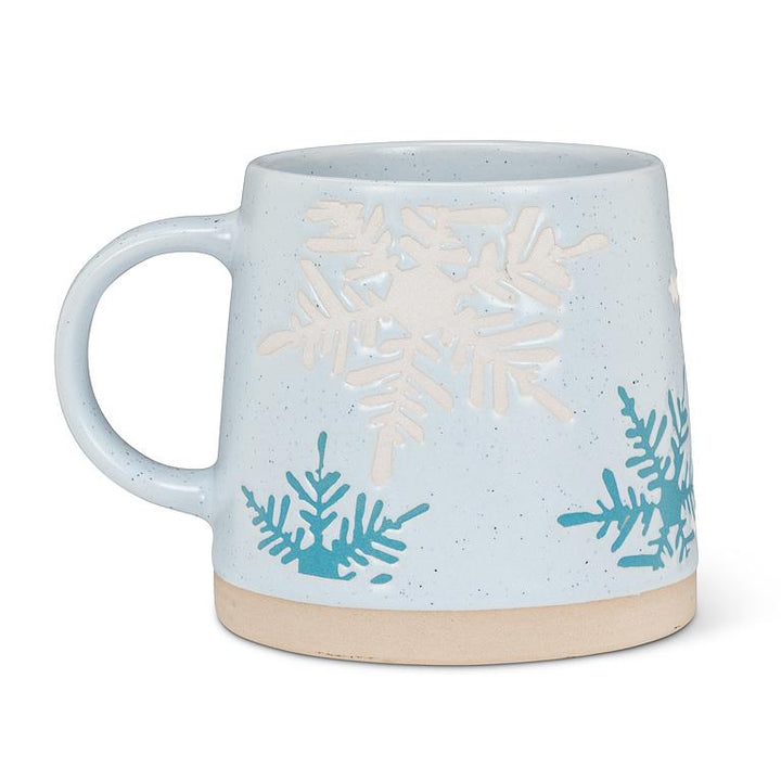 Wide Base Mug | blue snowflakes