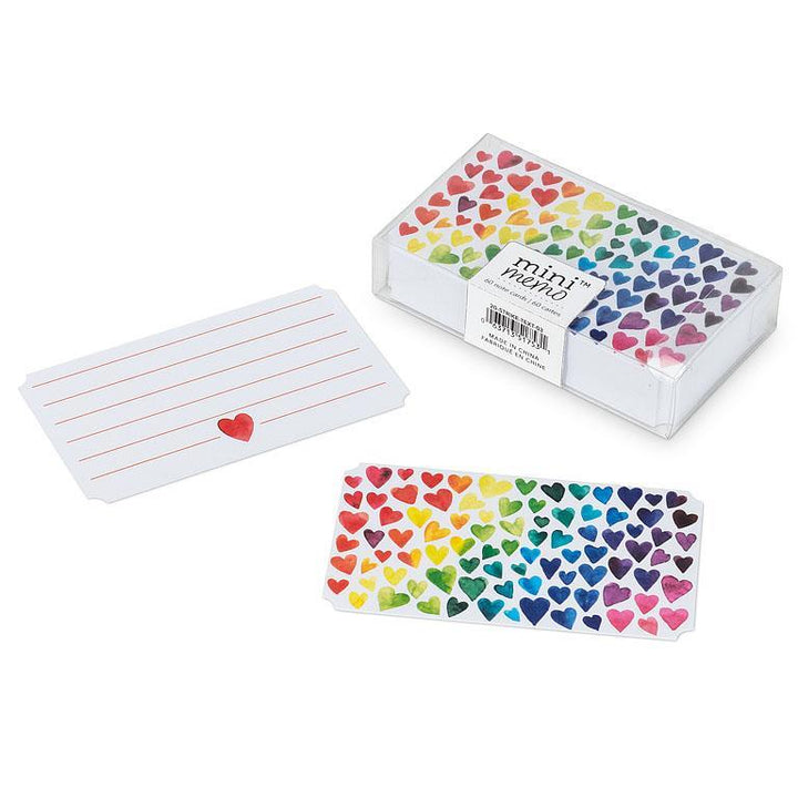 Rainbow Hearts Mini Note Cards - 50 Pieces