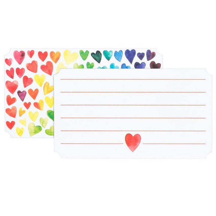 Rainbow Hearts Mini Note Cards - 50 Pieces