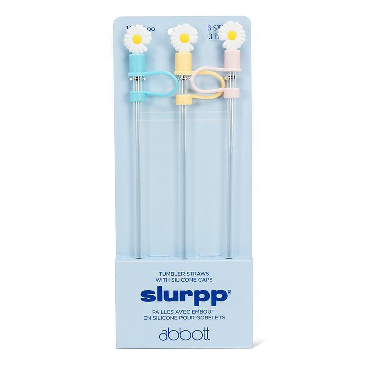 Jumbo Straws with Daisy Caps. Set of 3