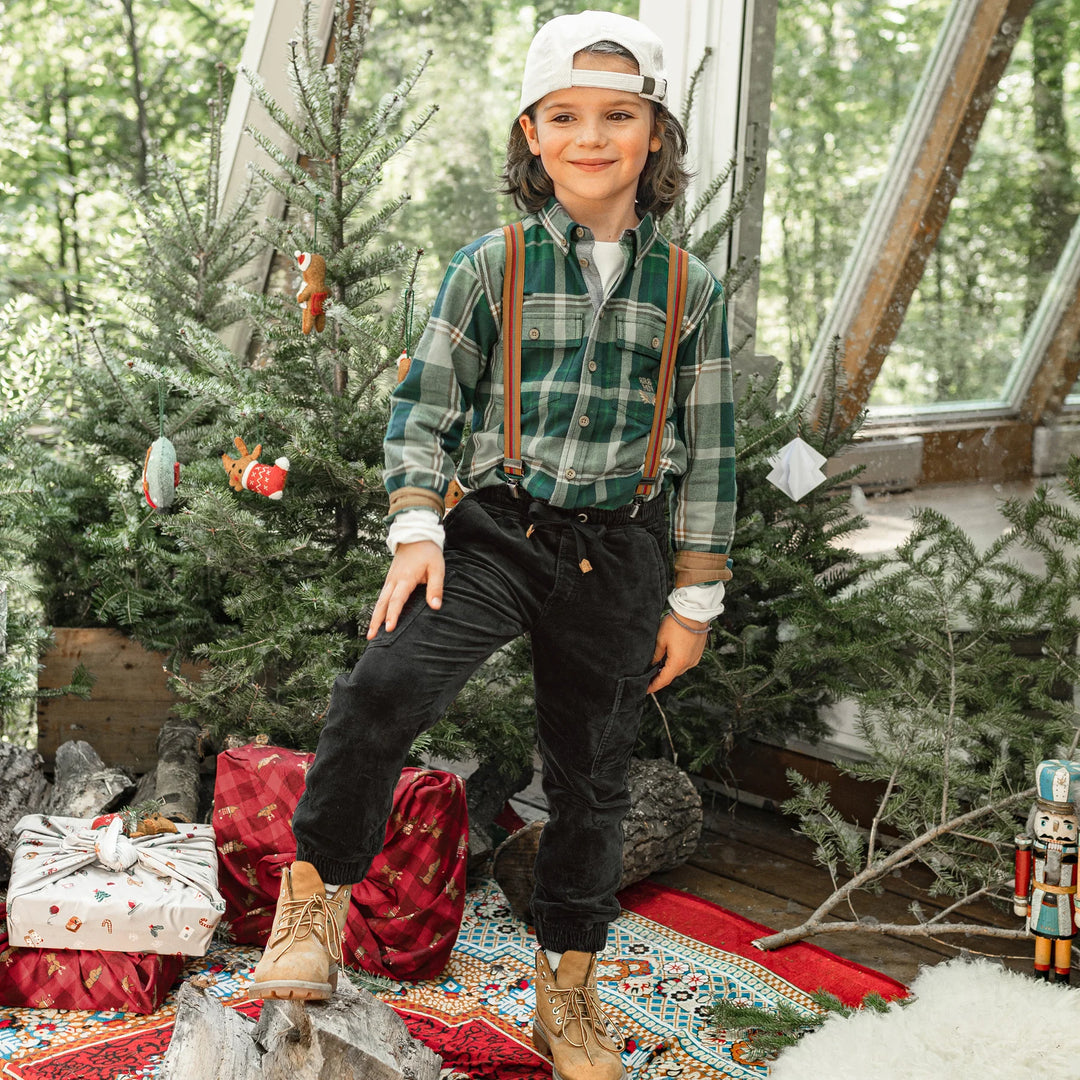 Souris Mini | Slim Fit Velvet Cargo Pant | grey