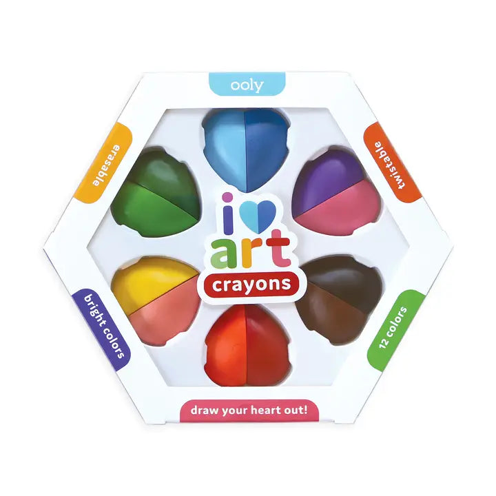 I Heart Art Erasable Crayons - Set of 6 ( or 12 Colours)