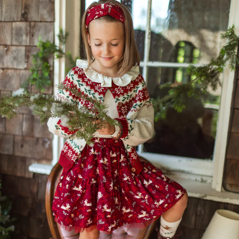 Red Short Skirt with Reindeer All Over