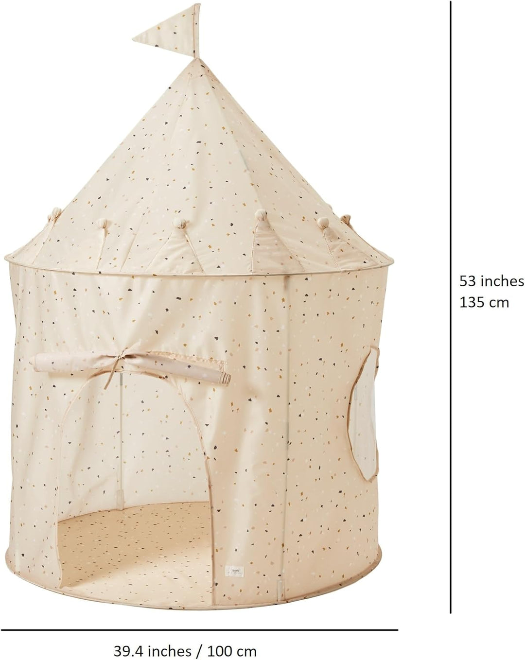 Recycled Fabric Play Tent Castle - Prints: Terrazzo Beige