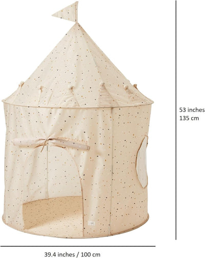 Recycled Fabric Play Tent Castle - Prints: Terrazzo Beige