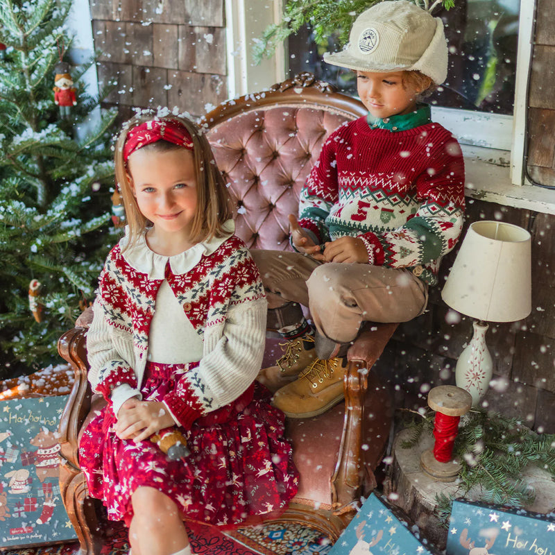 Red Short Skirt with Reindeer All Over