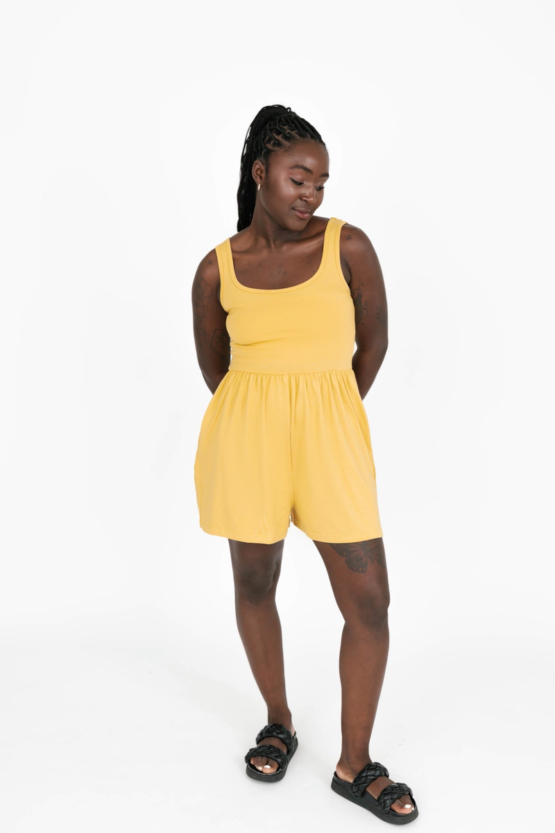 SMASH + TESS | Camille Shorty Romper in Golden Yellow