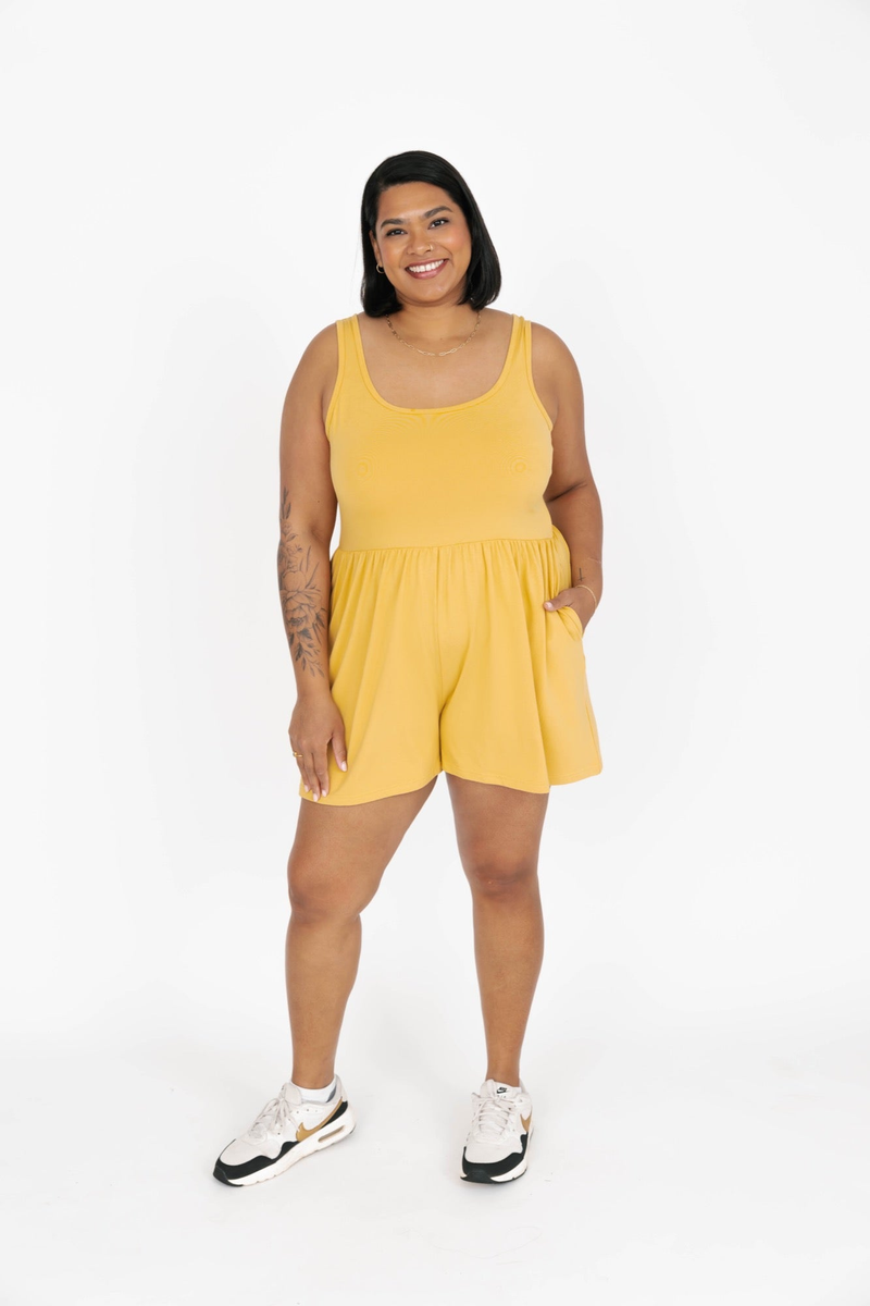 SMASH + TESS | Camille Shorty Romper in Golden Yellow