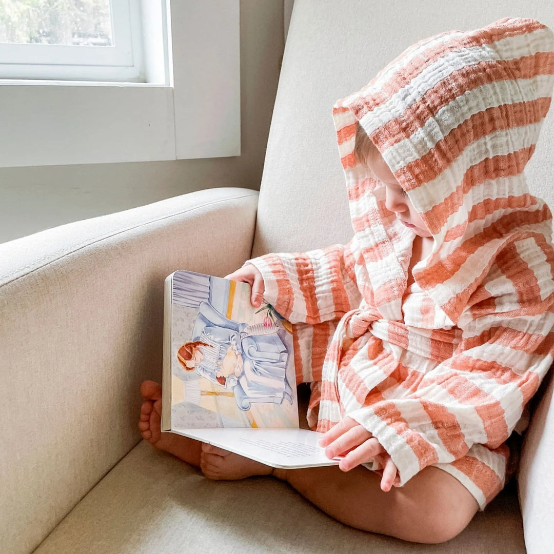 Striped Crinkle Toddler Robe - Mandarin | 12-24M