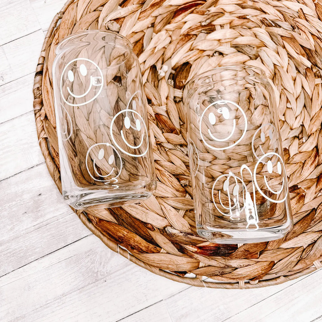 Colour Changing Smiley Face Glass Can Cup