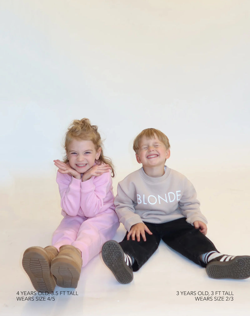 BRUNETTE THE LABEL | Kids "BLONDE" Classic Crew Neck Sweatshirt | oyster