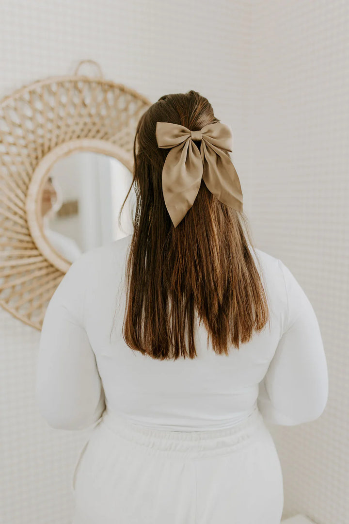 Taupe Matte Satin Bow
