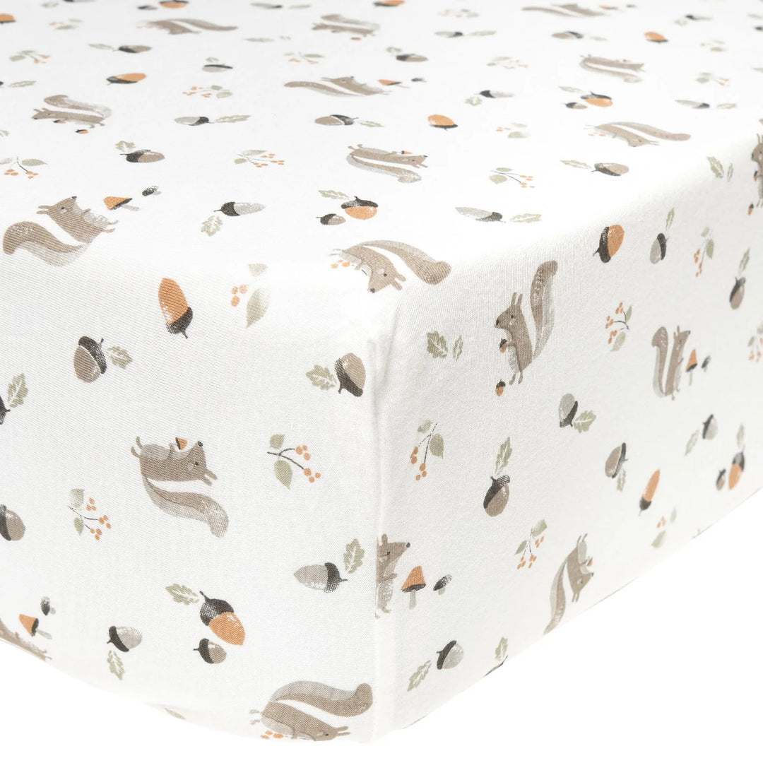 Perlimpinpin Bamboo Fitted Crib Sheet | squirrel
