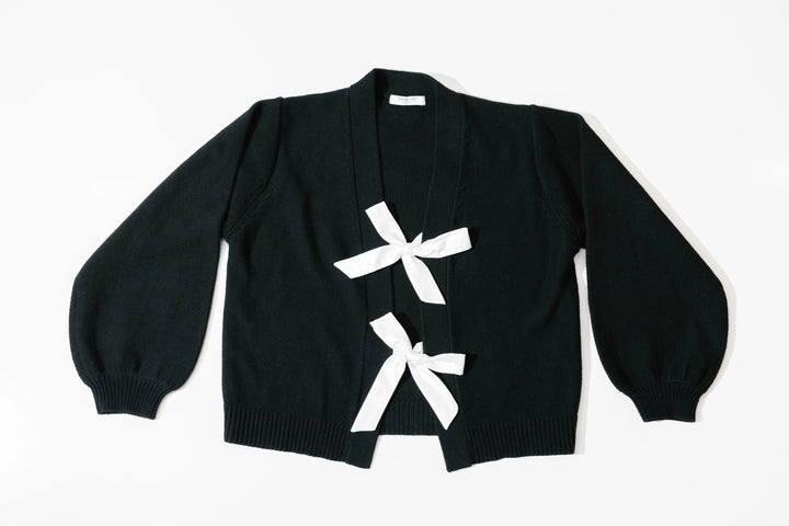 SMASH+TESS x FALLON | Satin Bow Cardigan | Black