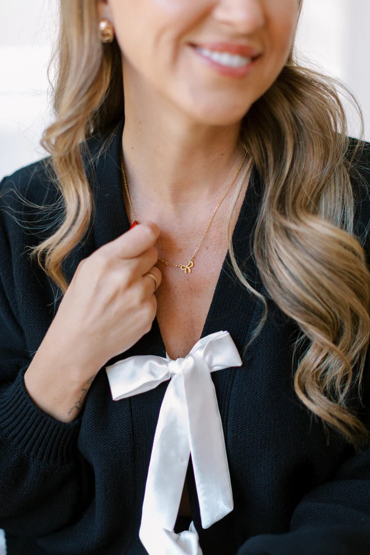 SMASH+TESS x FALLON | Satin Bow Cardigan | Black