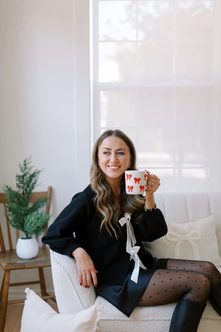 SMASH+TESS x FALLON | Satin Bow Cardigan | Black