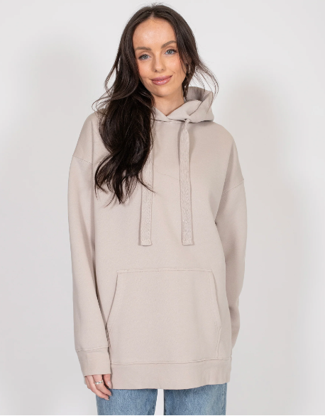 BRUNETTE THE LABEL | "BABES SUPPORTING BABES" Big Sister Hoodie | oyster & bubble gum