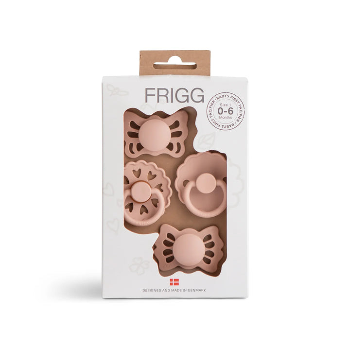 4 pack - FRIGG Baby's First Pacifier Floral Heart (Blush)