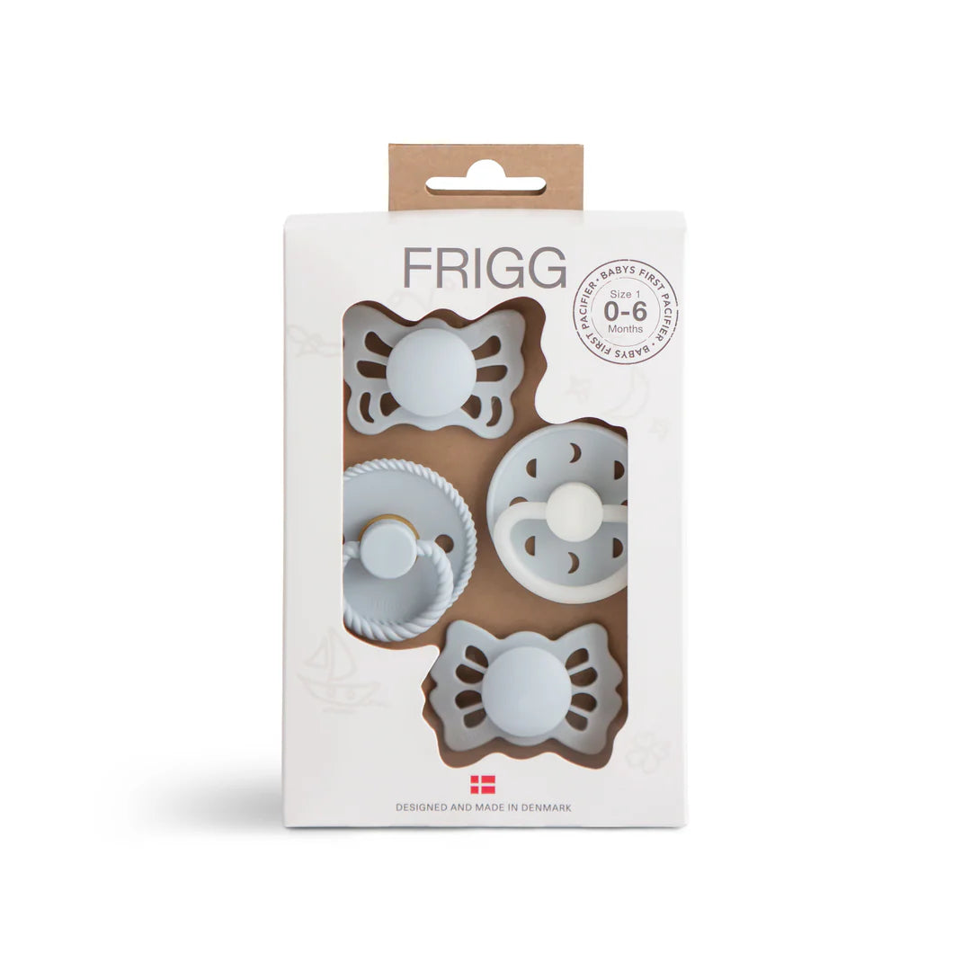 4 pack - FRIGG Baby's First Pacifier Moonlight Sailing (Powder Blue)