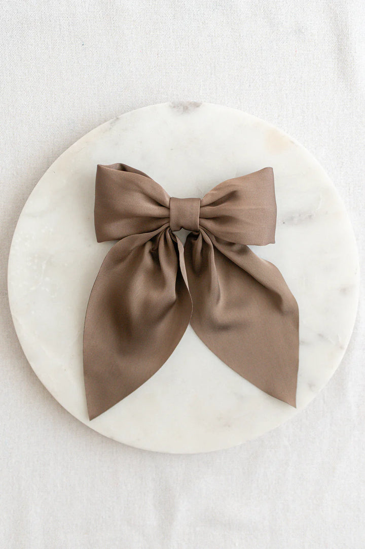 Taupe Matte Satin Bow