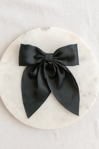 Black Matte Satin Bow