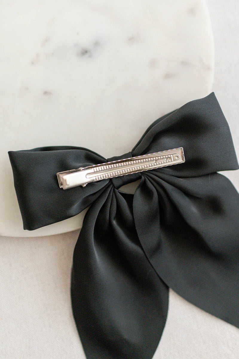 Black Matte Satin Bow