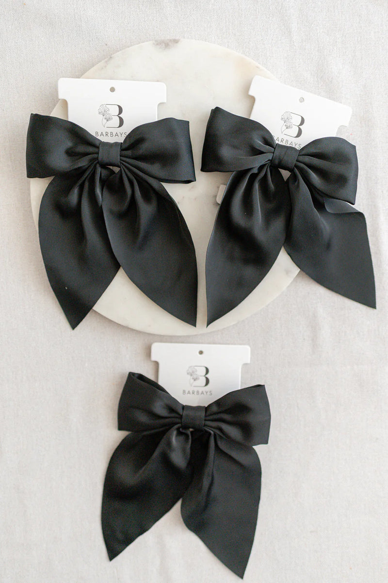 Black Matte Satin Bow