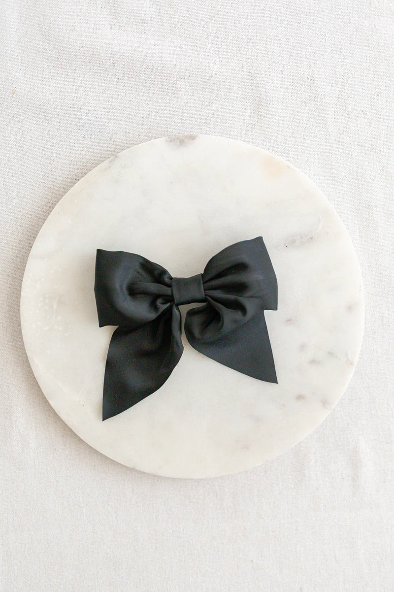 Black Matte Satin Bow