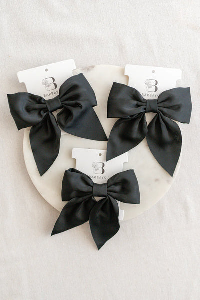 Black Matte Satin Bow