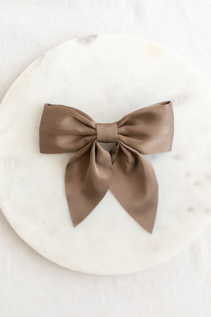 Taupe Matte Satin Bow