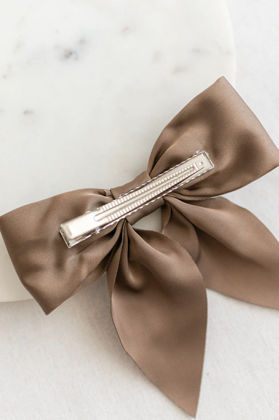 Taupe Matte Satin Bow