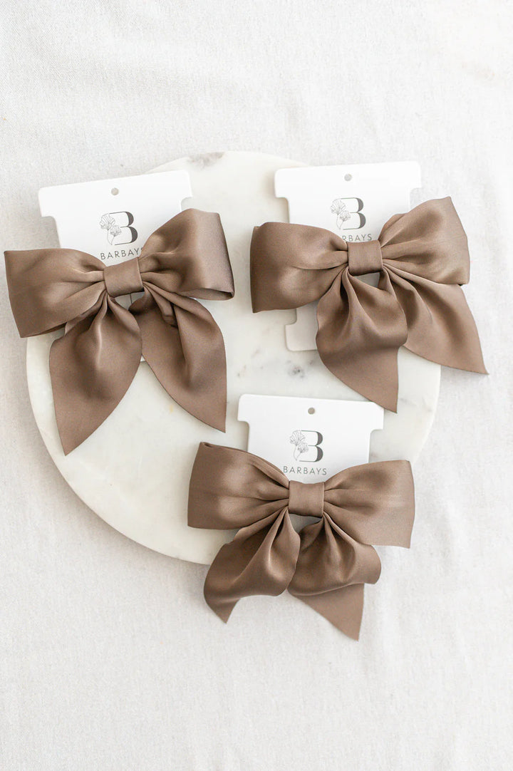Taupe Matte Satin Bow