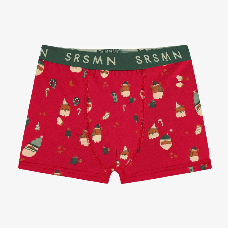 Souris Mini | Red Boxer Shorts with Festive Patterns