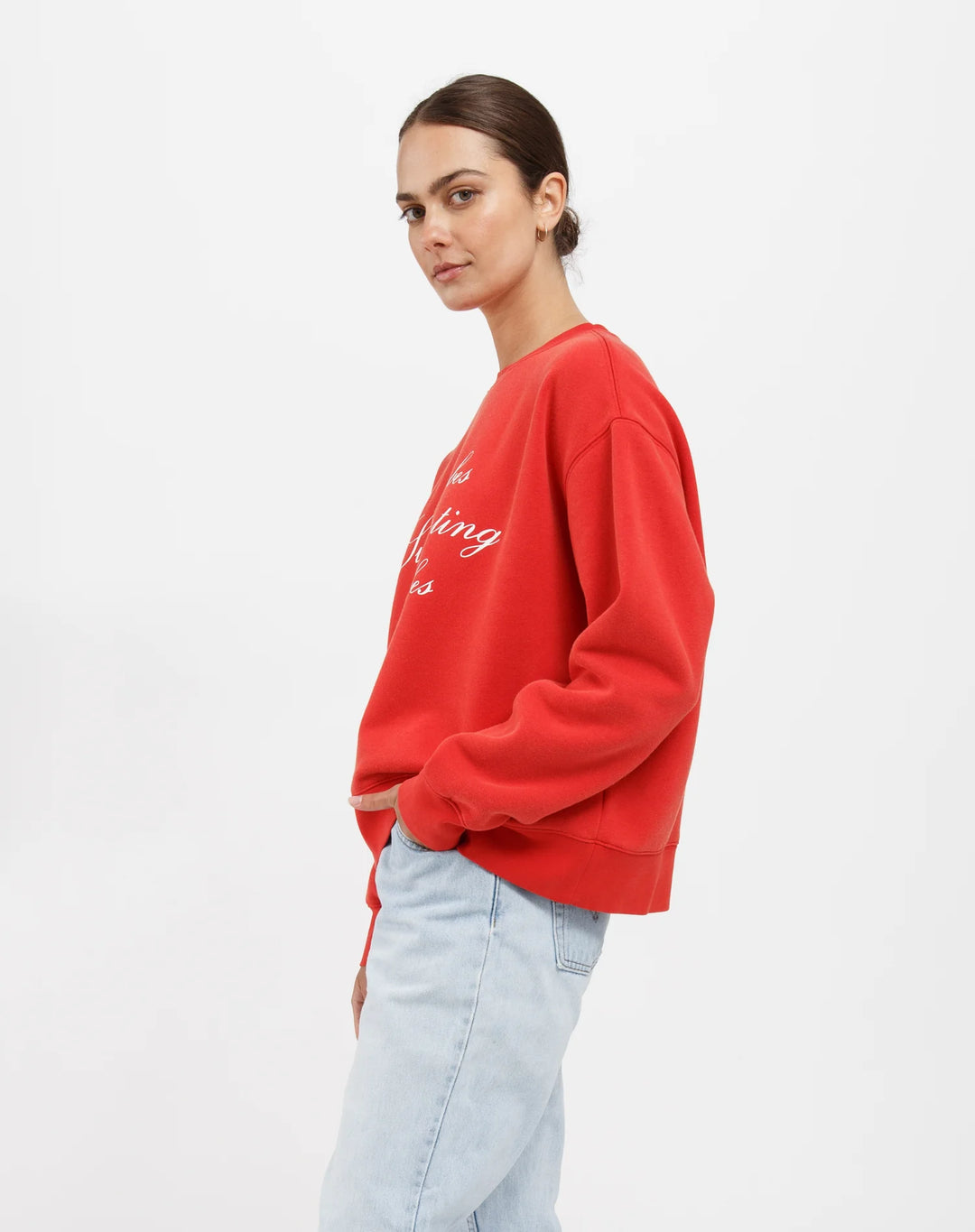 BRUNETTE THE LABEL | "Babes Supporting Babes" Step Sister Crew | Washed Red