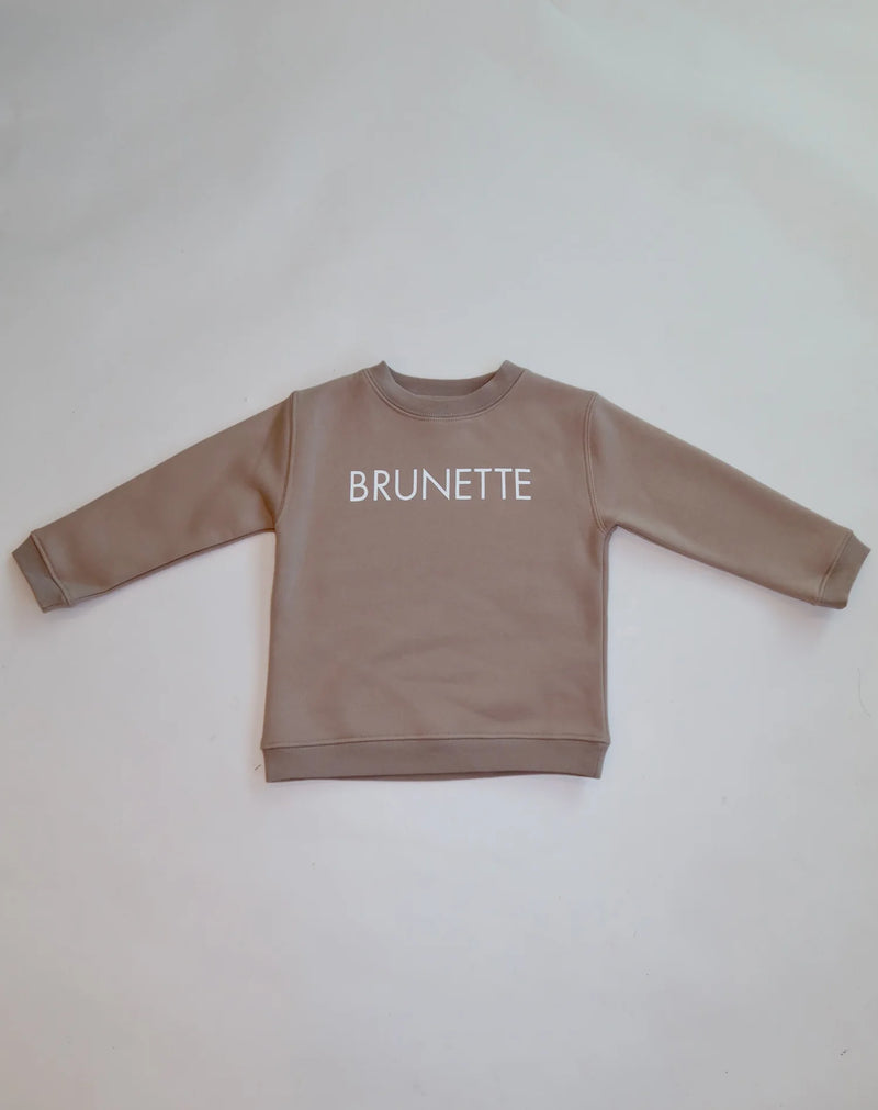 BRUNETTE THE LABEL | Kids "BRUNETTE" Classic Crew Neck Sweatshirt | oyster