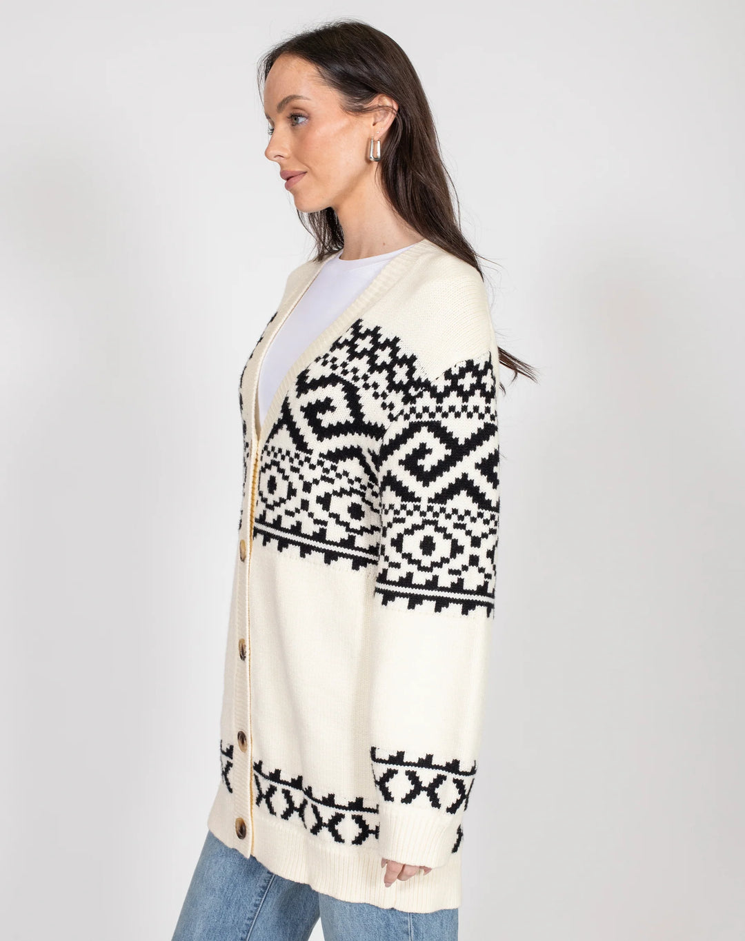 BRUNETTE THE LABEL | Fair Isle Oversized Knit Cardigan