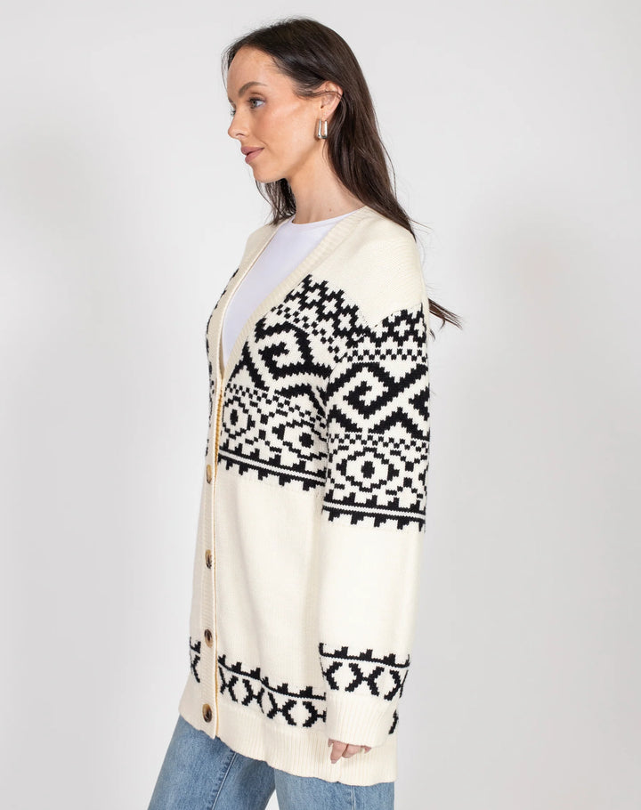 BRUNETTE THE LABEL | Fair Isle Oversized Knit Cardigan