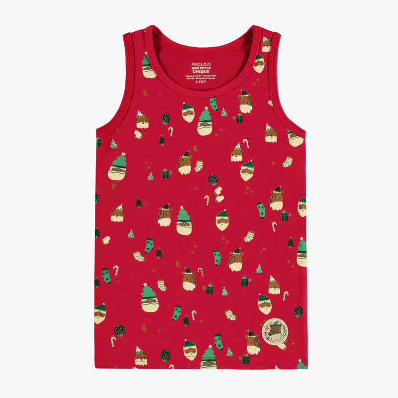 Souris Mini | Red Tank with Festive Patterns