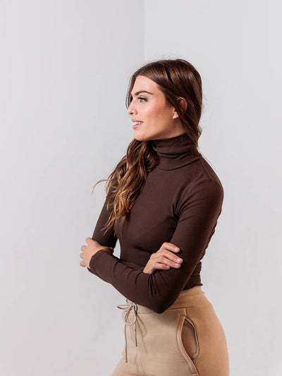 APRES ACTIF | RIBBED TURTLENECK | ESPRESSO