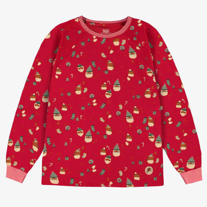 Souris Mini | Red Pajama Top with Festive All Over Print, Adult
