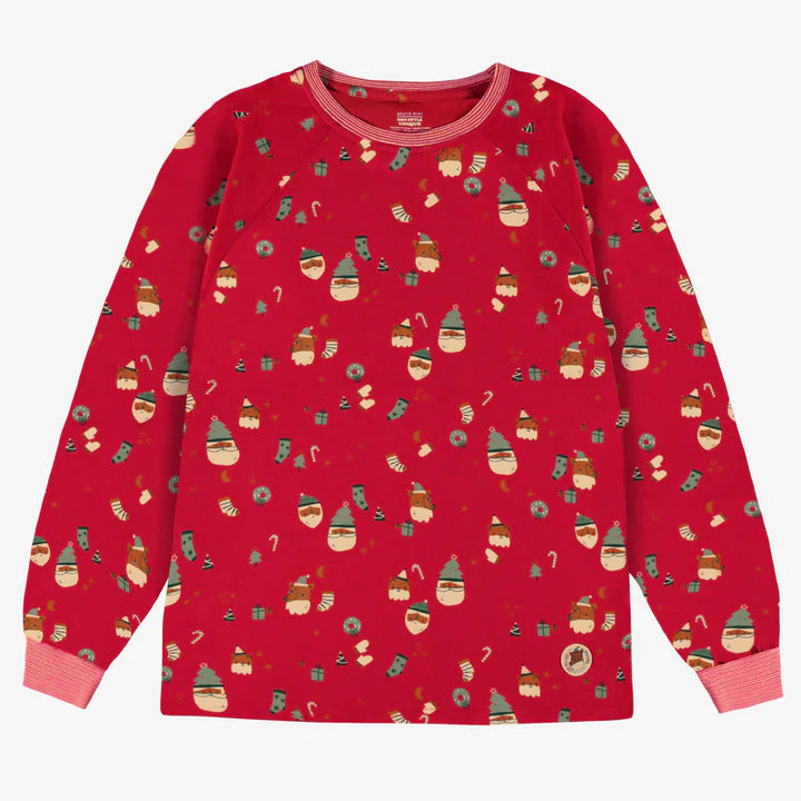Souris Mini | Red Pajama Top with Festive All Over Print, Adult