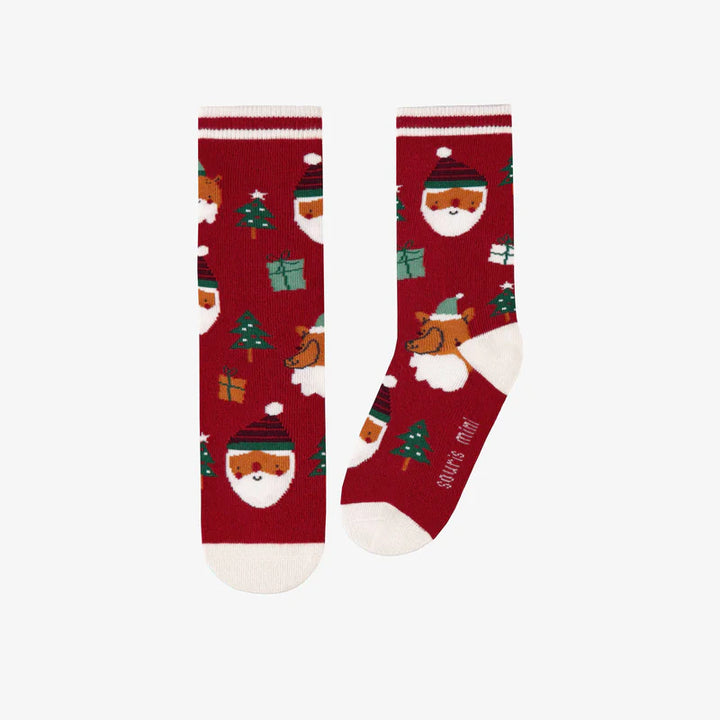 Souris Mini | Red Socks with Festive Patterns